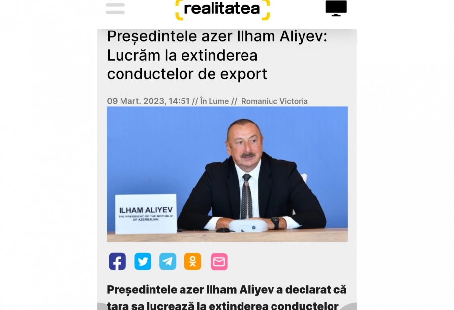 Moldova mətbuatı Prezident İlham Əliyevin Qlobal Bakı Forumunda səsləndirdiyi fikirlərə geniş yer ayırıb