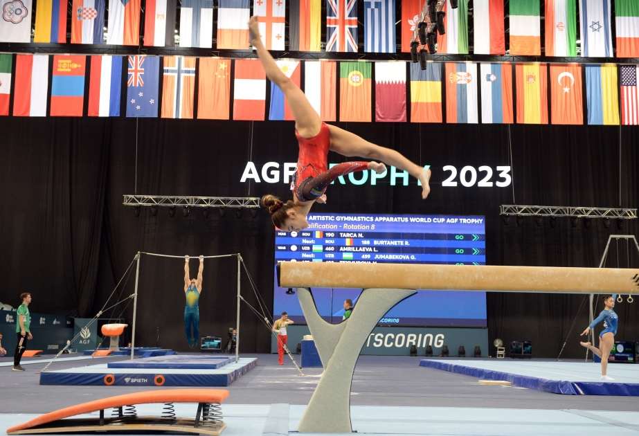 Nazənin Teymurova dünya kuboku yarışlarında gimnastika tirində proqramını icra edib