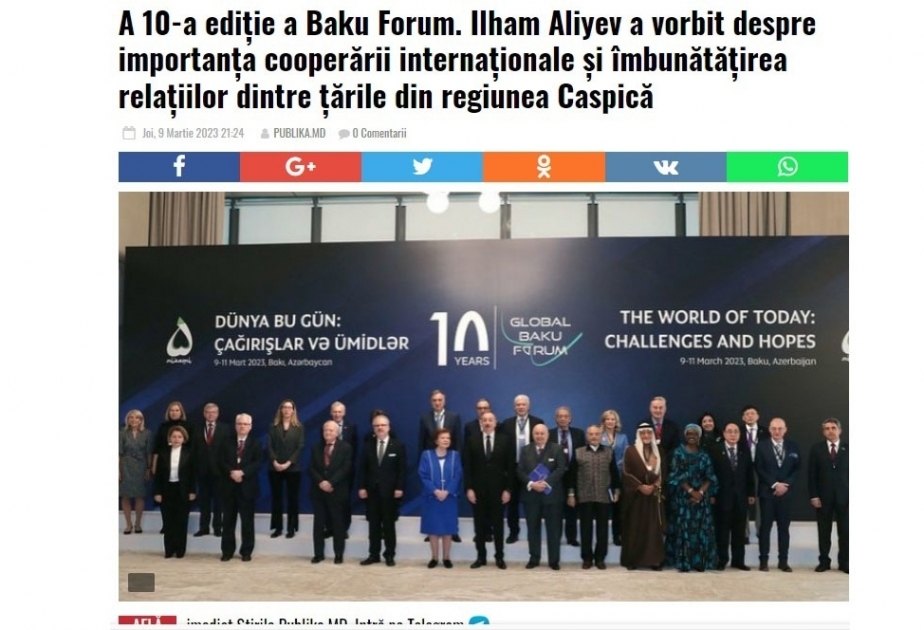 X Глобальный Бакинский форум в центре внимания мировых СМИ