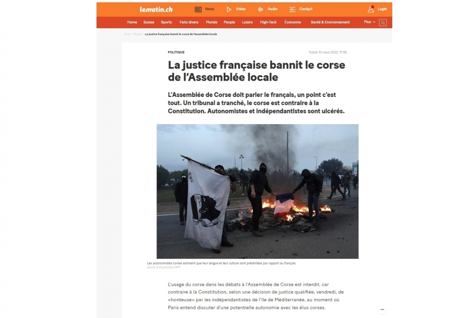 Corsican leaders decry ban on use of local language in island’s parliament