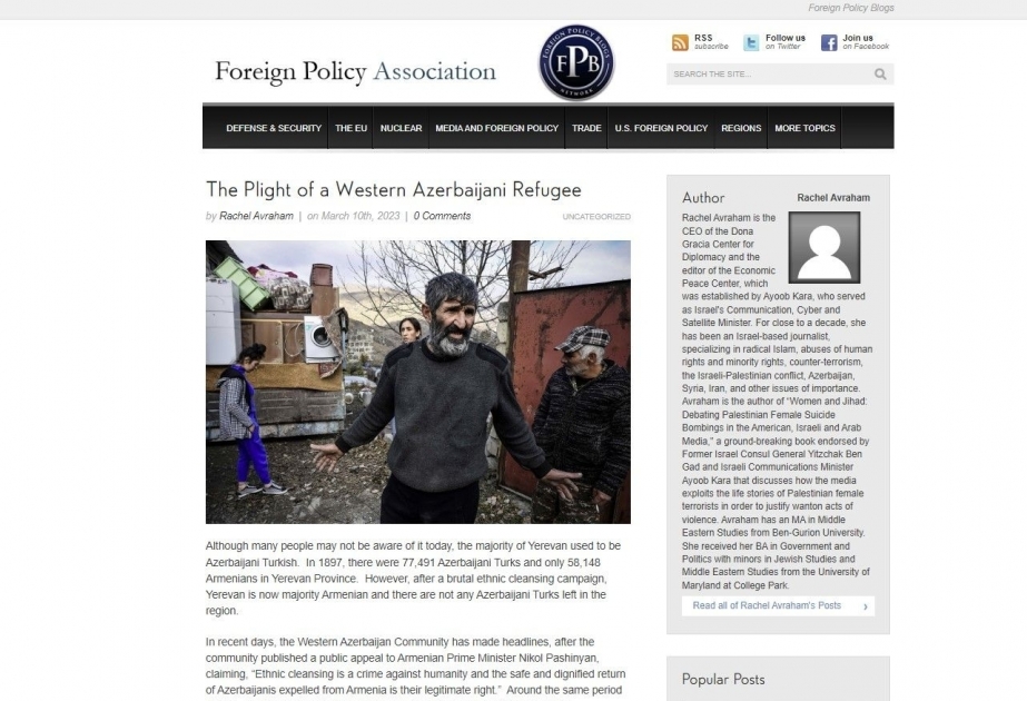 La difícil situación del refugiado azerbaiyano occidental en el foco de los medios de comunicación estadounidenses

