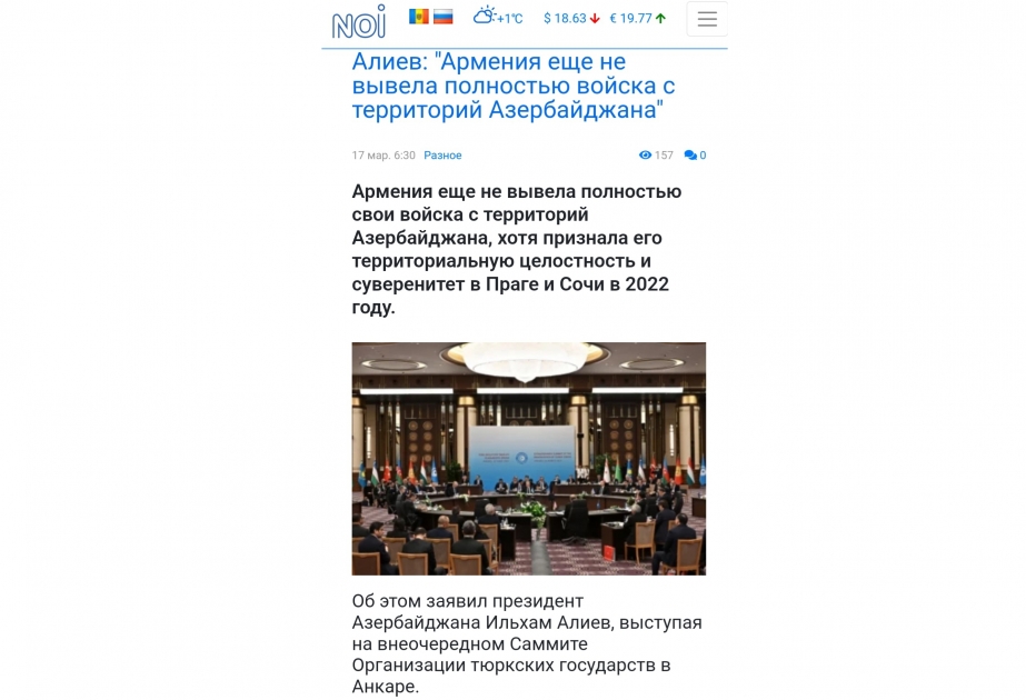 Moldova xəbər portalı: Ermənistan Zəngəzur dəhlizinin açılması öhdəliyindən yayınır
