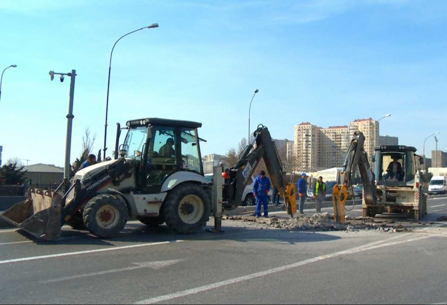 Nəsimi rayonunda yol ötürücüsündə aparılan təmir işləri sona çatıb