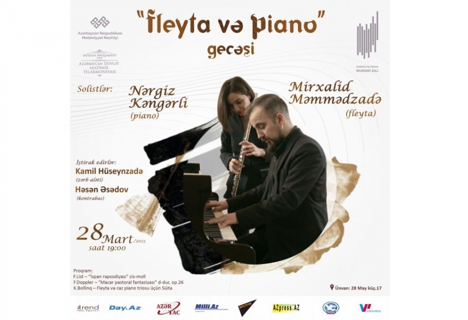 Kamera və Orqan Musiqisi zalının səhnəsində konsert - “Fleyta və piano gecəsi”