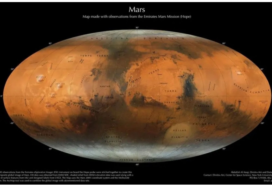 Investigadores de la NYUAD crean un nuevo mapa fotográfico de Marte con observaciones realizadas por la misión Emirates Mars Mission