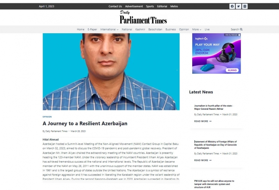 Pakistani media highlights ongoing restoration and reconstruction works in Azerbaijan’s Karabakh region