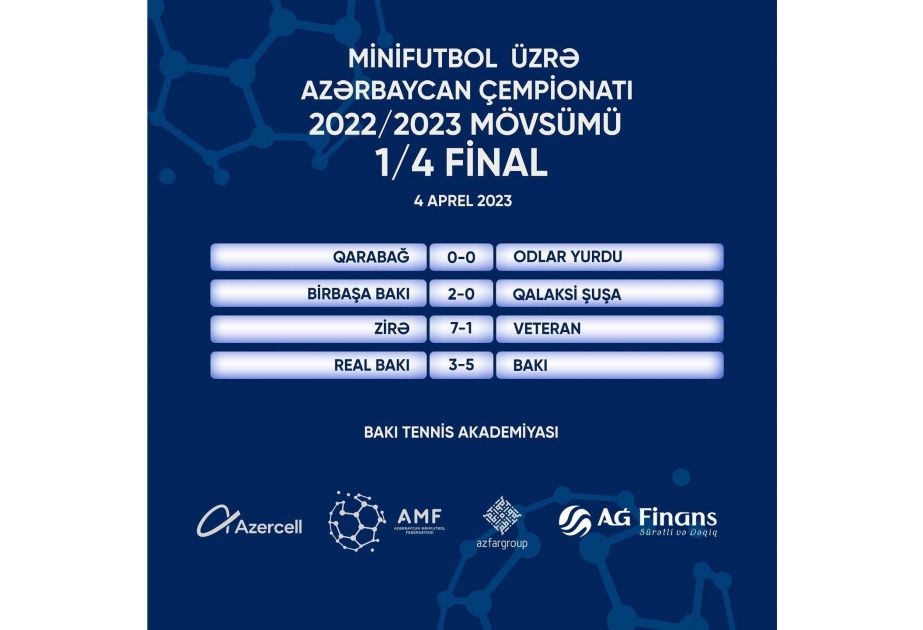 Minifutbol üzrə ölkə çempionatında pley-off mərhələsinin ilk oyunları keçirilib