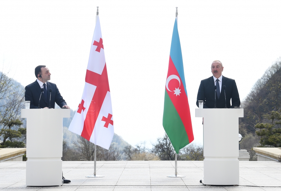 Azərbaycan Prezidenti İlham Əliyev və Gürcüstanın Baş naziri İrakli Qaribaşvili mətbuata bəyanatlarla çıxış ediblər  YENİLƏNİB VİDEO
