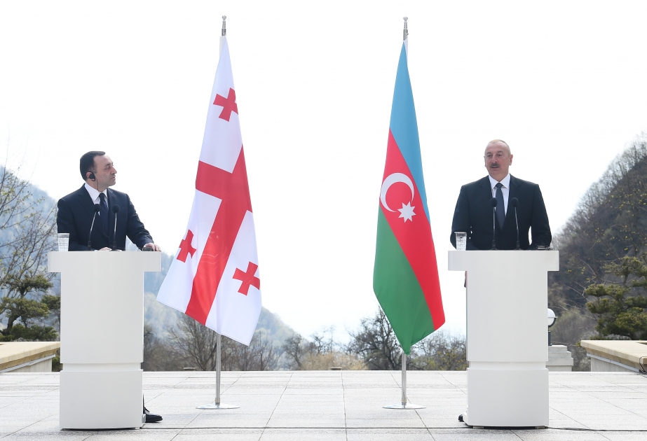 President of Azerbaijan Ilham Aliyev and Prime Minister of Georgia Irakli Garibashvili made press statements VIDEO