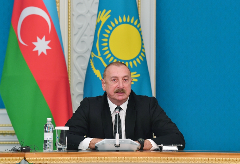 Präsident Ilham Aliyev: Prinzipientreue Position Kasachstans, die darauf abzielt, Frieden in unserer Region zu schaffen, verdient großen Respekt