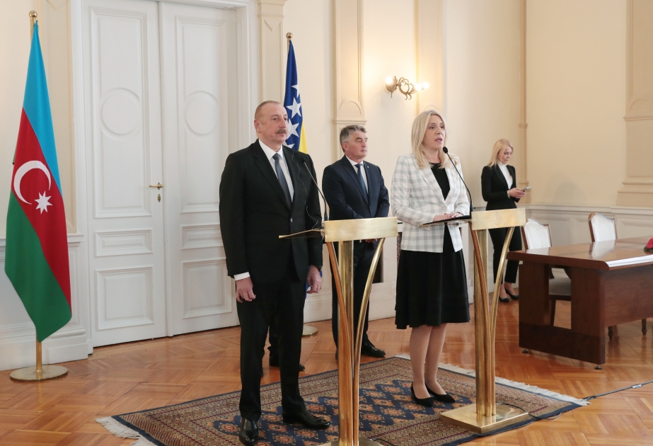 El Presidente de Azerbaiyán y Presidenta de la Presidencia Colegial de Bosnia y Herzegovina hicieron declaraciones a la prensa