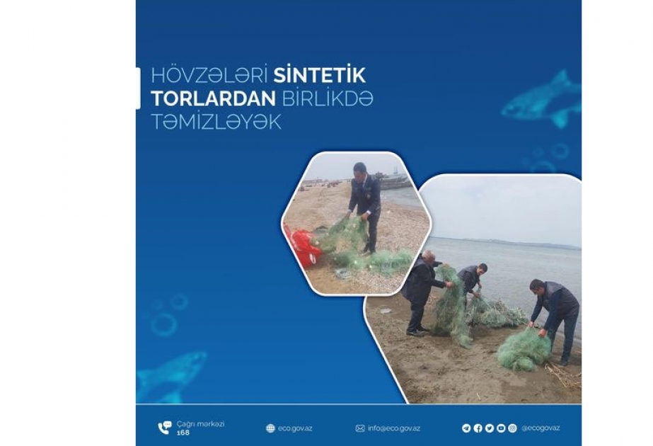 Aksiya çərçivəsində su hövzələrindən 922 metr uzunluğunda sintetik tor götürülüb