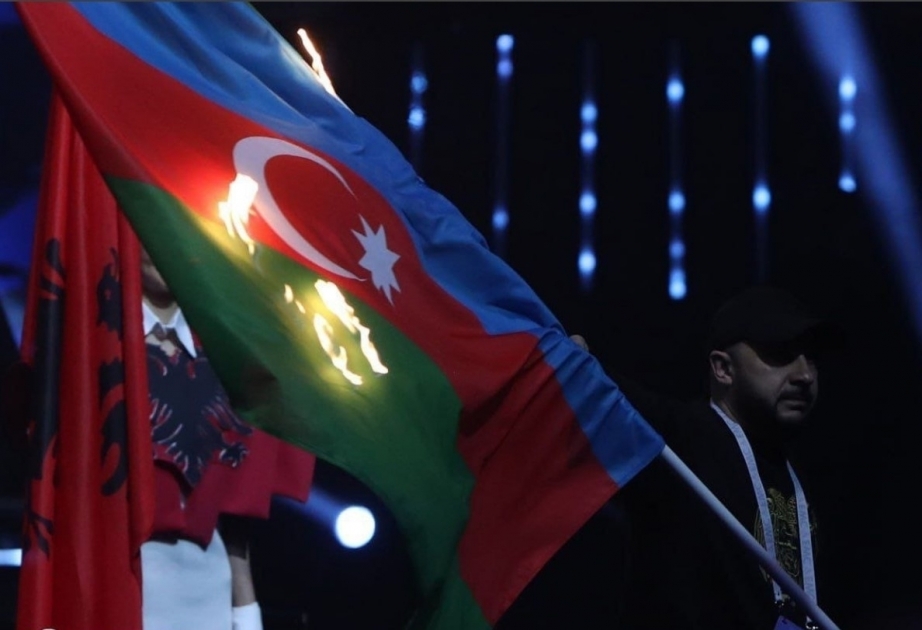 Azerbaijani flag burned during opening ceremony of European Weightlifting Championship in Armenia