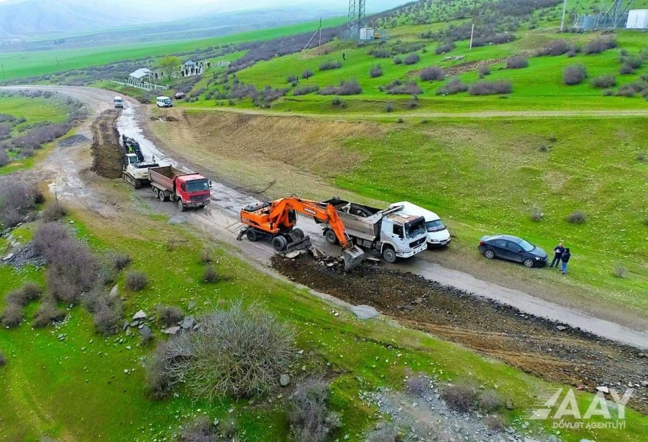 Respublika əhəmiyyətli Kərimli avtomobil yolunun Oğuz hissəsi yenidən qurulur VİDEO
