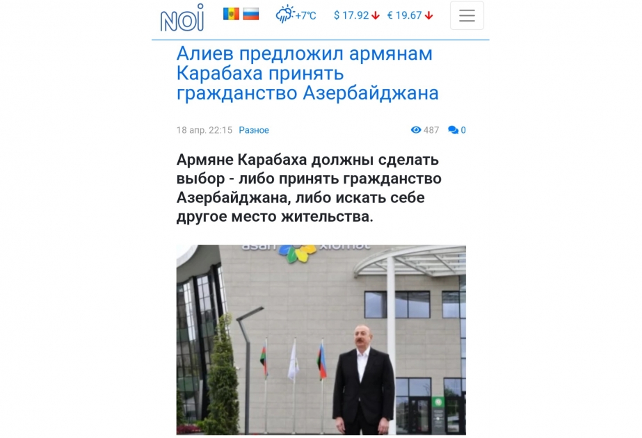 Moldova KİV-ləri Prezident İlham Əliyevin separatçılara xəbərdarlığından yazıb