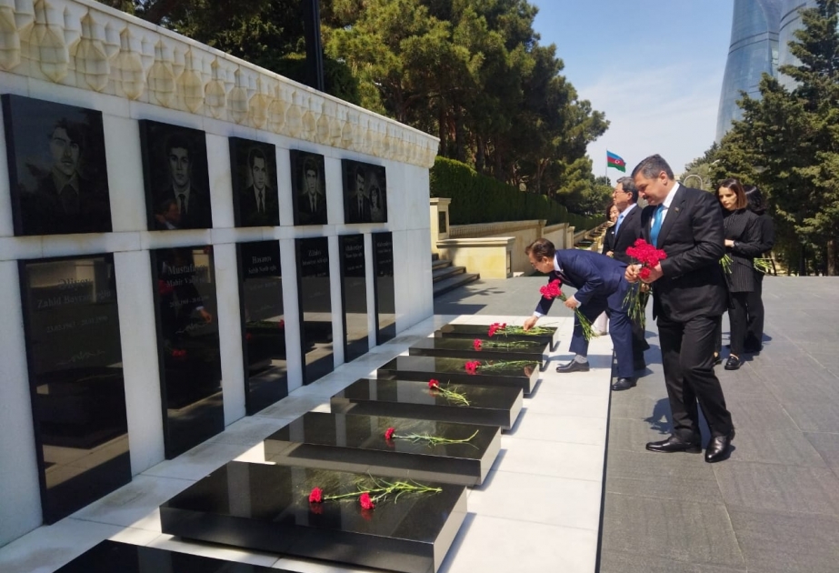Koreya-Azərbaycan parlamentlərarası dostluq qrupunun sədri Şəhidlər xiyabanı ziyarət edib