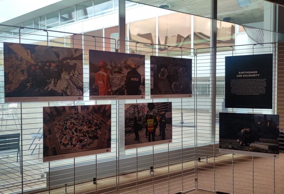 Photos featuring Türkiye's quake-hit areas displayed during PACE spring session VIDEO