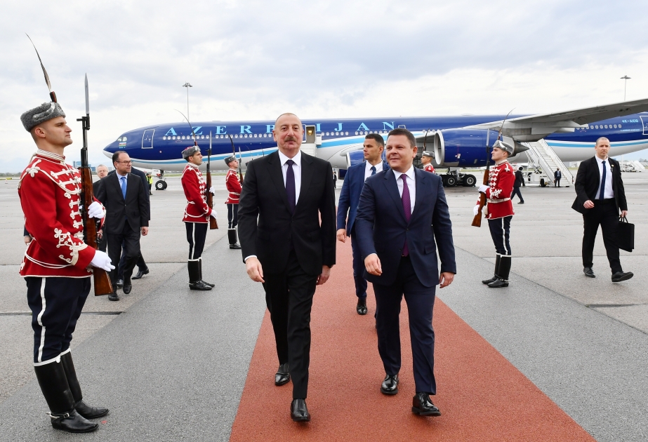 President Ilham Aliyev arrived in Bulgaria for working visit VIDEO
