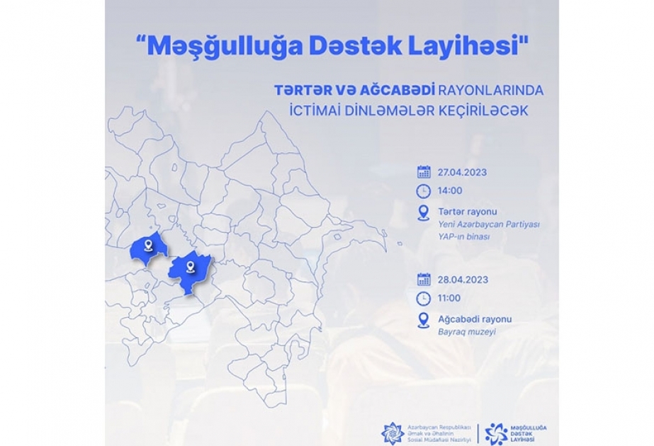 Tərtər və Ağcabədidə “Məşğulluğa dəstək layihəsi”nə dair ictimai dinləmələr keçiriləcək