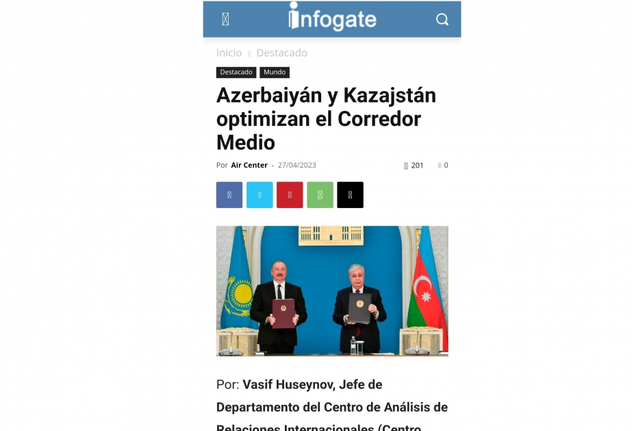 INFOGATE: Azerbaiyán y Kazajstán optimizan el Corredor Medio