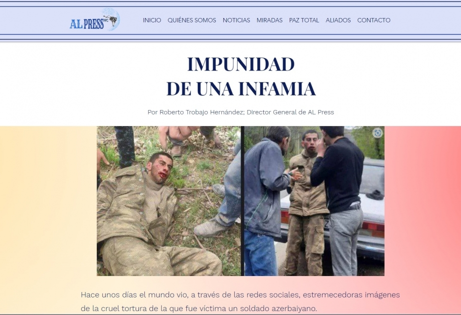 Kolumbiyanın “Al Press” xəbər agentliyi Ermənistanın hərbi cinayətlərindən yazıb