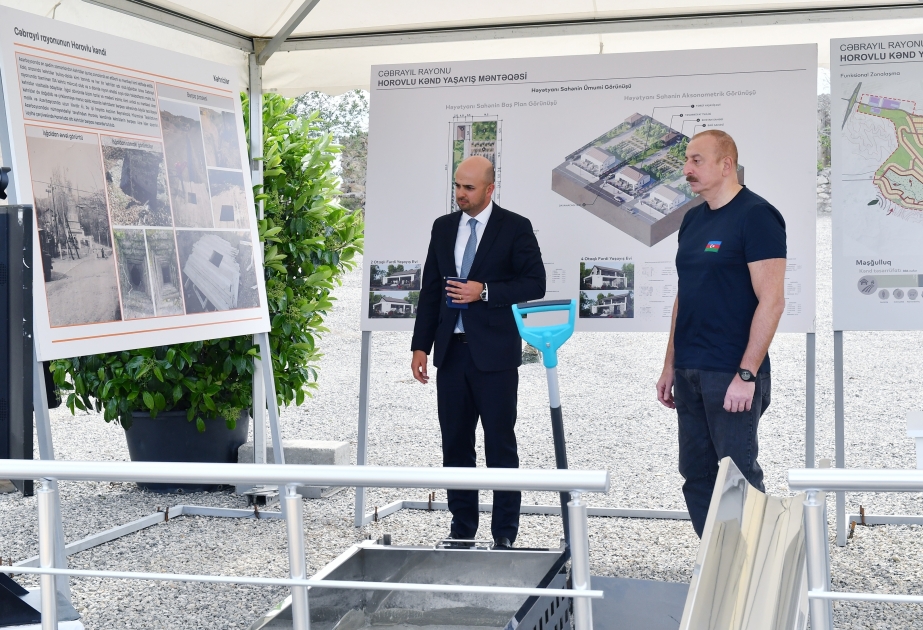 Pose de la première pierre du village de Horovlou de la région de Djabraïl VIDEO