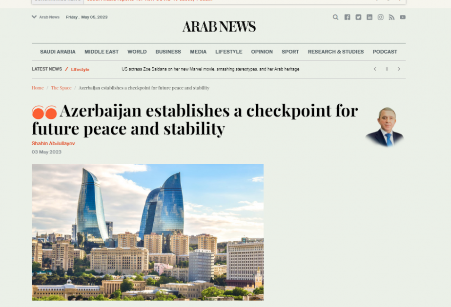 Arab News: Azerbaijan establishes a checkpoint for future peace and stability