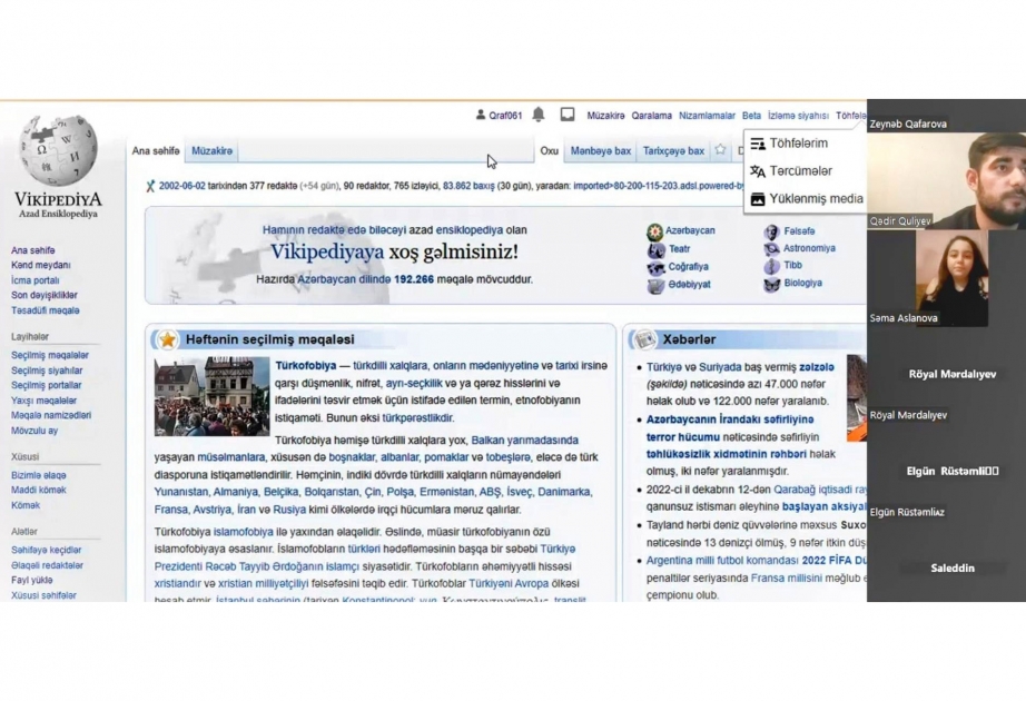 Qazax-Tovuz gəncləri üçün keçirilən “Vikipediya” təlimləri yekunlaşıb