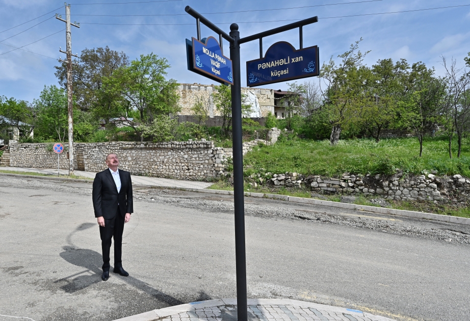 Signs at intersection of streets of Molla Panah Vagif and Panahali Khan were unveiled in Shusha VIDEO