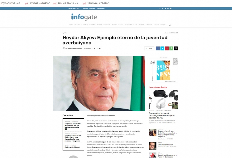 INFOGATE escribe un artículo sobre Gran Líder nacional de Azerbaiyán, Heydar Aliyev