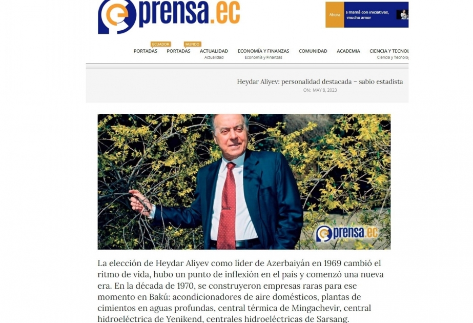 La prensa ecuatoriana publicó artículos sobre el centenario del nacimiento del Líder Nacional Heydar Aliyev