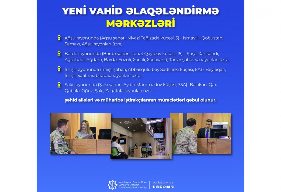 İyirmi üç rayon üzrə daha dörd yeni regional vahid əlaqələndirmə mərkəzi açıldı