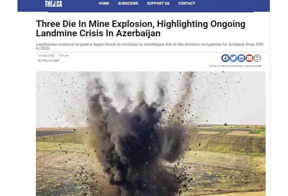 Kanada mediasında Azərbaycandakı mina böhranından bəhs olunub