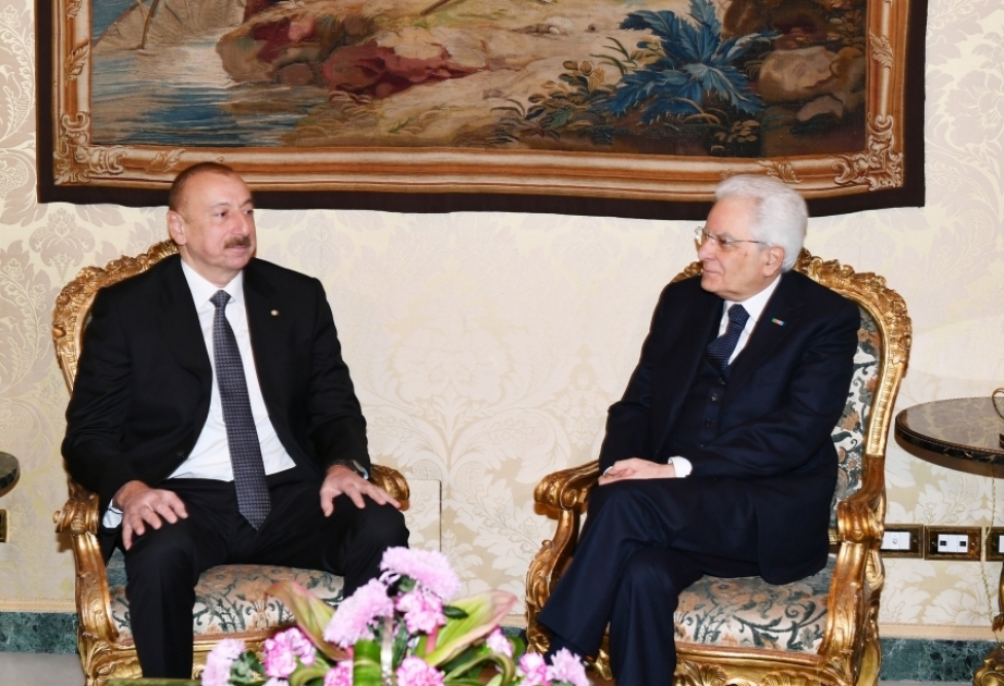 Aserbaidschanischer Präsident Ilham Aliyev spricht seinem italienischen Amtskollegen Sergio Mattarella sein Beileid aus