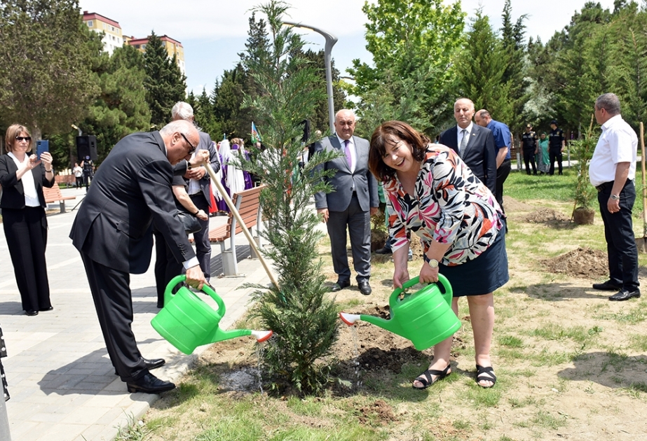 Almaniyalı qonaqlar Sumqayıtda Lüdviqshafen parkında ağac əkiblər