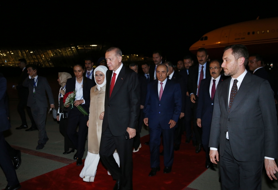Turkish President Recep Tayyip Erdogan arrives in Azerbaijan for state visit