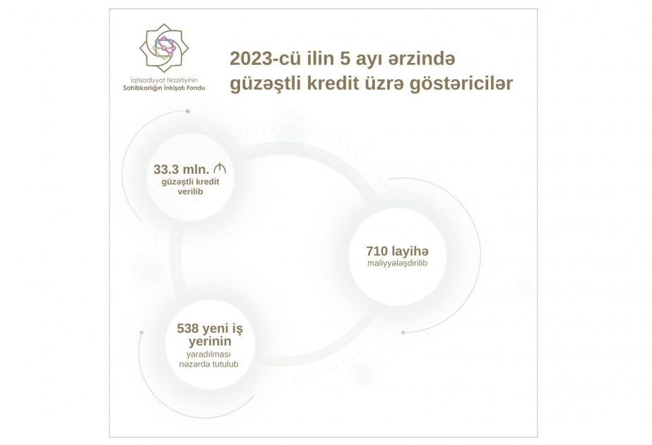 Beş ayda 710 layihənin maliyyələşdirilməsinə 33,3 milyon manat güzəştli kredit verilib