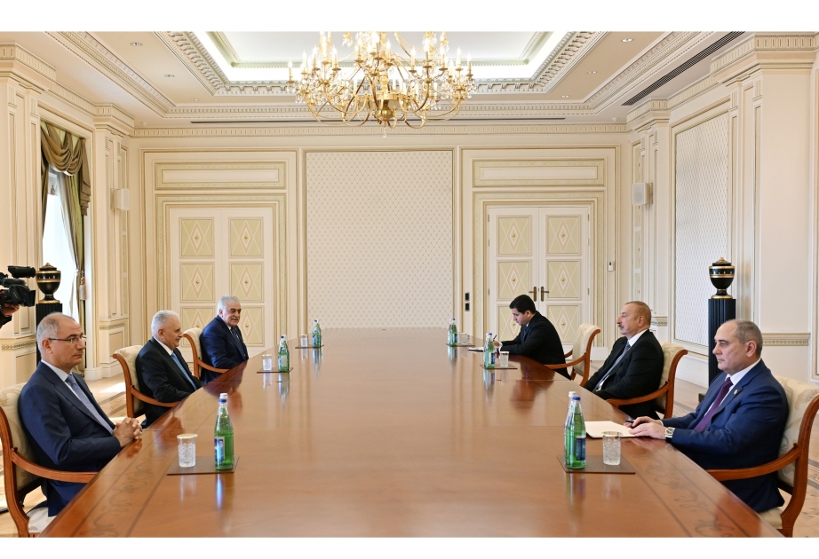 阿塞拜疆总统接见土耳其正义与发展党第一副主席比纳利·耶尔德勒姆