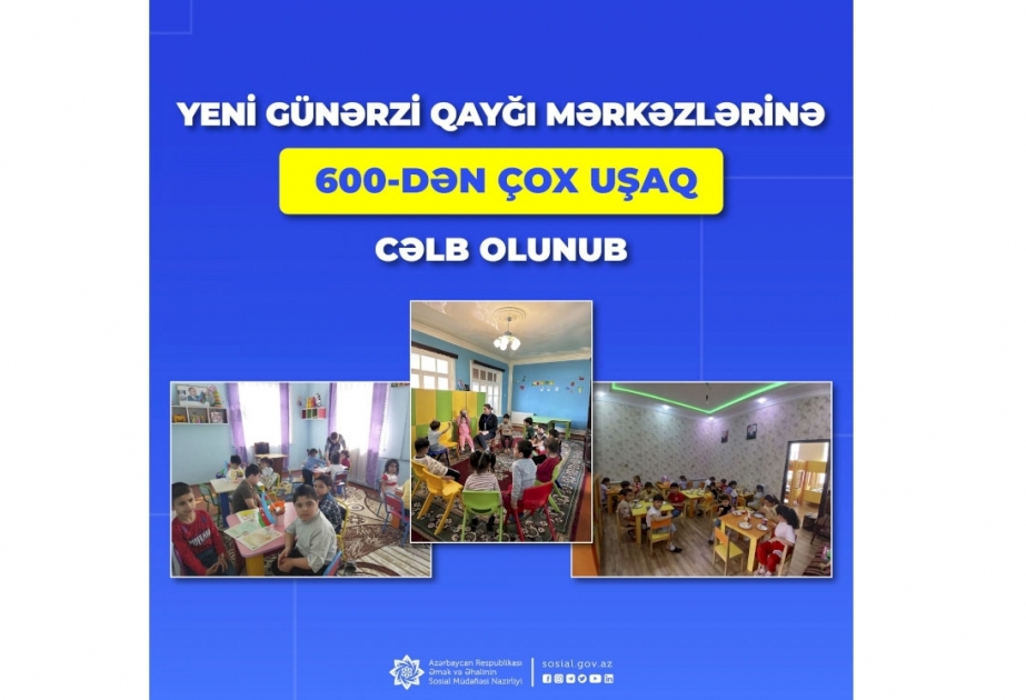 Ötən ay günərzi mərkəzlərə 600-dən çox uşaq cəlb olunub