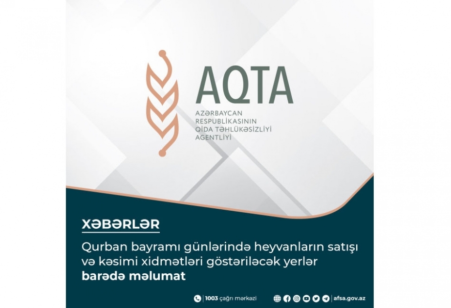Ölkə üzrə 138 ünvanda qurbanlıq heyvanların satışı və kəsimi xidmətləri təşkil olunacaq