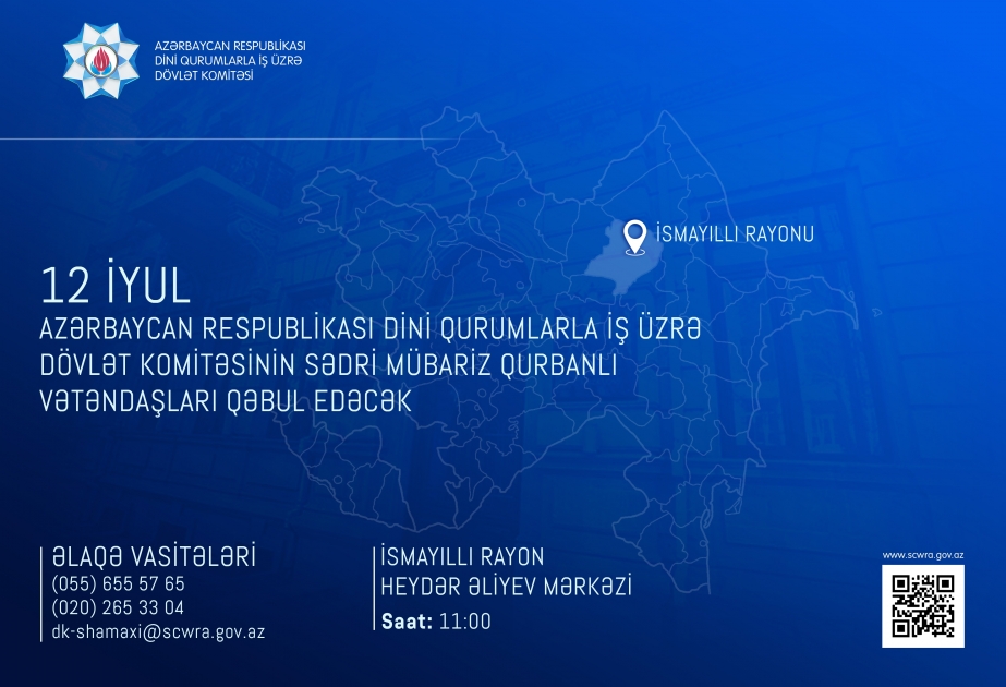 İsmayıllıda vətəndaşların dini məsələlərlə bağlı müraciətləri dinləniləcək