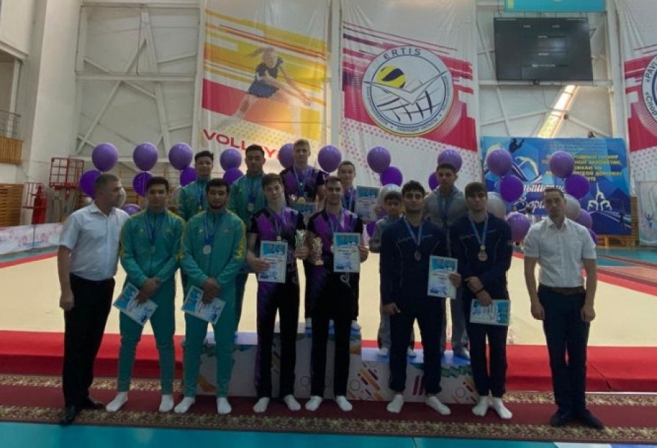 Akrobatika gimnastlarımız Qazaxıstanda bürünc medal qazanıblar