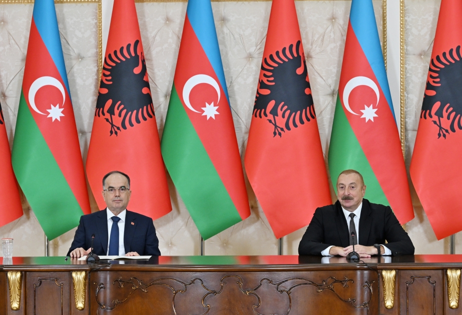 Presidents of Azerbaijan and Albania made press statements VIDEO
