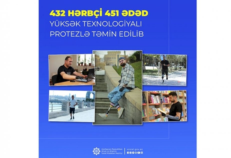 Vətən müharibəsindən sonra 432 hərbçi 451 ədəd yüksək texnologiyalı protezlə təmin edilib