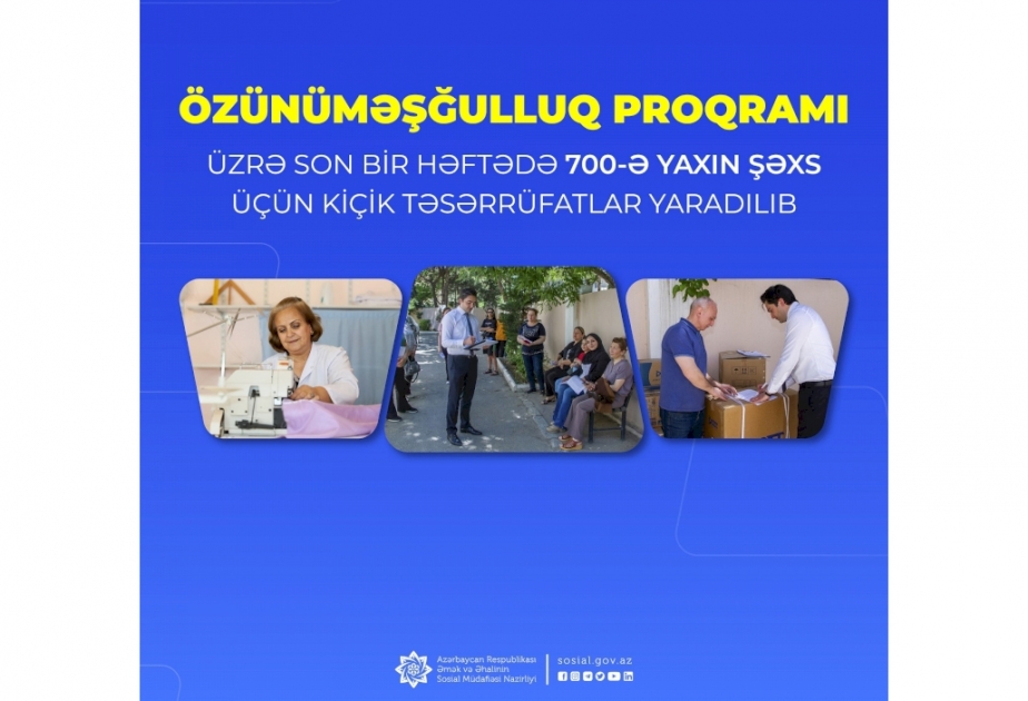 Özünüməşğulluq proqramı üzrə son bir həftədə 700-ə yaxın şəxs üçün kiçik təsərrüfatlar yaradılıb