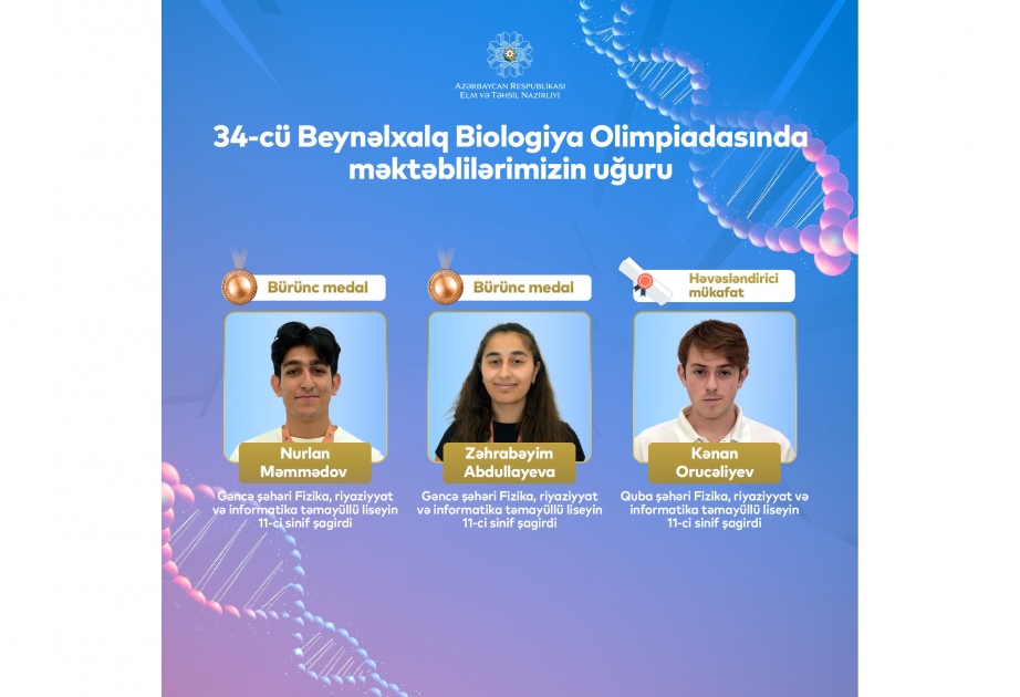 Məktəblilərimiz 34-cü Beynəlxalq Biologiya Olimpiadasında uğurla çıxış ediblər