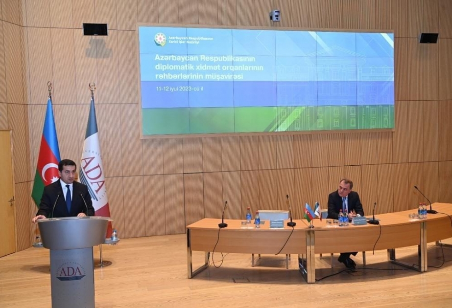 Diplomatik xidmət orqanlarının rəhbərlərinin VIII müşavirəsi öz işinə başlayıb VİDEO