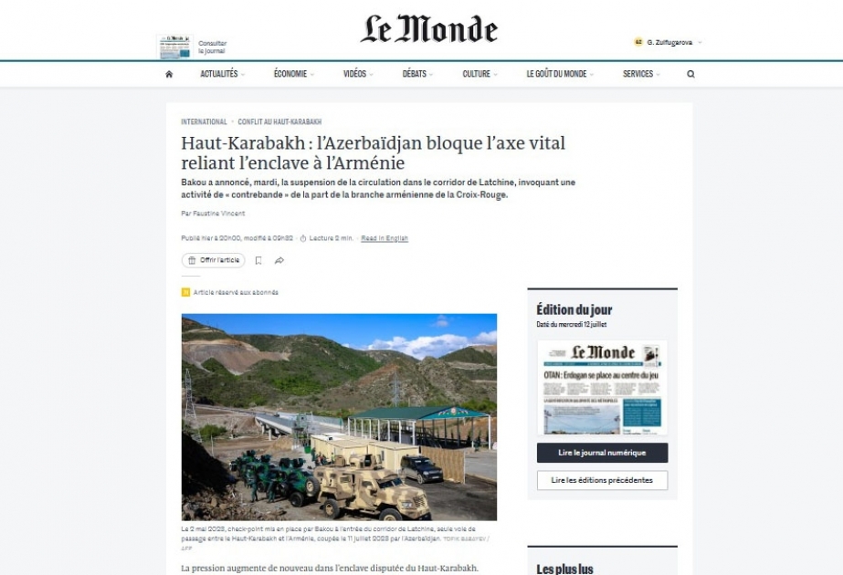 BQXK-nın “Le Monde” qəzetinə ikibaşlı cavabı