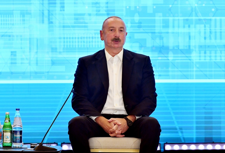 Azərbaycan Prezidenti Qlobal Media Forumunda Transxəzər layihəsindən danışıb