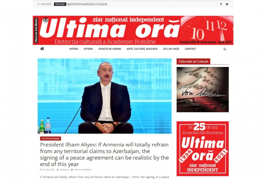 Rumıniya mətbuatı Şuşada keçirilən Qlobal Media Forumundan yazıb